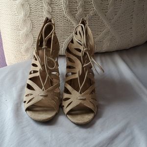 Christian Siriano for Payless strappy heels beige
